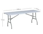 A2Z 6FT Folding Table Heavy Duty White Plastic Trestle Table for Indoor Outdoor Use Portable Fold-in-Half Design with Carry Handle Iron Frame Camping Catering Events Workstation - Image 2