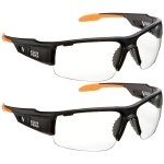Klein Tools 60172 Safety Glasses, Professional PPE Protective Eyewear with Semi Frame, Scratch Resistant, Anti-Fog, Clear Wide Lens, 2-Pack