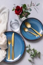 Mason Cash Reactive Blue Stoneware Dinner Set | 12-Piece Tableware Collection with Reactive Glaze Finish | Includes 4 Dinner Plates, 4 Side Plates & 4 Bowls | Dishwasher & Microwave Safe - Image 5