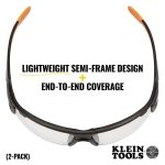Klein Tools 60172 Safety Glasses, Professional PPE Protective Eyewear with Semi Frame, Scratch Resistant, Anti-Fog, Clear Wide Lens, 2-Pack - Image 7