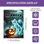 BlissYard Happy Meoween Halloween Garden Flag Autumn Flag Ghost Cat Pumpkin 12x18 Inch Spooky Night Scene Double Sided Outdoor Banner For Front Yard Porch Lawn Patio Seasonal Home Decor Display - Image 6