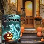 BlissYard Happy Meoween Halloween Garden Flag Autumn Flag Ghost Cat Pumpkin 12x18 Inch Spooky Night Scene Double Sided Outdoor Banner For Front Yard Porch Lawn Patio Seasonal Home Decor Display - Image 7