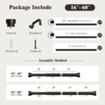 Oneach Brown Curtain Rods for Windows 28 to 48 Inch, 1 Inch Pole Adjustable Length Heavy Duty Metal Curtain Rod Set, for Outdoor Bedroom Kitchen Living Room (16 to 60 Inch) - Image 3