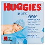 Huggies Pure, Baby Wipes, 12 Packs (672 Wipes Total) - Natural Wet Wipes for Sensitive Skin - 99 Percent Pure Water - Fragrance Free to Clean and Protect