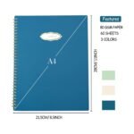 Quanerba A4 Wirebound Notebook 3 Pack Spiral Lined Paper, Exercise Campus notebook-120 Pages/60 Sheets 8.5 x 11 Inches (21 x 28 cm), White Blue Green - Image 8