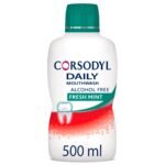 Corsodyl Mouthwash, Alcohol Free Daily Gum Care Mouthwash, Fresh Mint Flavour, 500 ml, Pack of 1