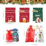 Christmas Drawstring Gift Wrapping Bags - 28pcs Assorted Size Xmas Present Bags Reusable Large Gift Goody Bags for Christmas Party - Image 5