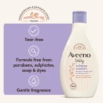 Aveeno Baby Calming Comfort Bedtime Bath and Wash (1 x 250ml), Tear-Free and Soap-Free Baby Wash with Gentle Lavender & Vanilla Scent, Gently Cleanses Skin Before Bedtime, for Delicate Skin - Image 3
