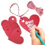 100Pcs Gift Tag Paper, 6x6 cm Red Heart Shaped Paper Tags, Heart Shaped Paper with 10 Metres of Red and White Rope for Valentine's Day, Mother's Day, Wedding, Thanksgiving, Birthday - Image 8