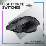 Logitech G G502 X PLUS LIGHTSPEED Wireless RGB Gaming Mouse - Optical mouse with LIGHTFORCE hybrid switches, LIGHTSYNC RGB, HERO 25K gaming sensor, compatible with PC - macOS/Windows - Black - Image 10