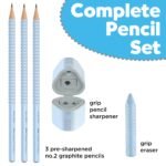 Faber-Castell Grip 580074 Pencil Set with Sharpener and Eraser 5-Piece Writing Set Sky Blue - Image 9