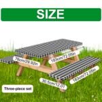 Porgeel Picnic Bench 3PCS/Set Picnic Table Cover with Bench Covers 6ft Waterproof Camping Tablecloth with Elastic ＆ Flannel Backing Black/White Checkered Picnic Essentials Outdoor - Image 5