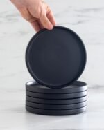 Manhattan Urban Black Line - 6-Piece Breakfast Plate Set in Matte Black - Premium Stoneware, Dishwasher and Microwave Safe - Stylish Plate Set for 6 - Elegant Dinnerware Set Pure Living - Image 2