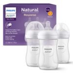 Philips Avent Natural Response Baby Bottle - 3 x 260ml Baby Milk Bottle for Newborns and Up, BPA Free, 1+ Months (Model SCY903/03)