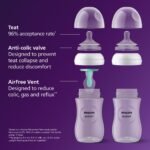 Philips Avent AirFree Vent Baby Bottle Newborn Gift Set - 4 Baby Milk Bottles with Air-Free Vent, Ultra-Soft Pacifier and Bottle Brush, Babies Aged 0-12 Months+ (Model SCD657/11) - Image 5