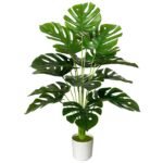 AIVORIUY Artificial Plant in Pots Fake Plants Indoor Outdoor, Faux Potted Tree Tropical Palm Floor Plants for Home Office Living Room Bedroom Decor Housewarming Gift (75cm Large Green Monstera)