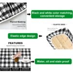 Porgeel Picnic Bench 3PCS/Set Picnic Table Cover with Bench Covers 6ft Waterproof Camping Tablecloth with Elastic ＆ Flannel Backing Black/White Checkered Picnic Essentials Outdoor - Image 3