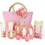 Spa Luxetique Spa Gift Set, Bath Gift Set for Women, 10 Pcs Rose Bath Set, Pink Tote Gift Bag with Shower Gel, Bubble Bath, Body Lotion, Hand Cream, Beauty Gifts for Women