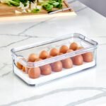 iDesign 18, Stackable BPA- Plastic Eggs, Portable Storage Box for Fridge or Kitchen Cupboard (Non Dishwasher safe), Clear/White, 32.3 cm x 16.1 cm x 9.9 cm - Image 2