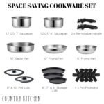 Country Kitchen Cookware Set with Removable Handle, Oven & RV Safe Pots and Pans Set, Stainless Steel, Original - Image 8