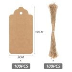 HAKACC Brown Gift Tags, 100 PCS 10 x 5cm Kraft Paper Tags with String for Present, Wedding, Halloween, Thanksgiving, Christmas - Image 6