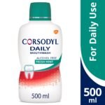 Corsodyl Mouthwash, Alcohol Free Daily Gum Care Mouthwash, Fresh Mint Flavour, 500 ml, Pack of 1 - Image 8