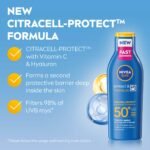 NIVEA SUN Protect & Moisture Sun Lotion SPF 50+ (200 ml), Suncream with Vitamin C and Hyaluron, Provides 48H Moisture and Immediate UVA/UVB Protection, Fast-Absorbing, No White Cast Formula - Image 8