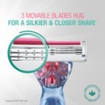 Bic Click 3 Soleil Sensitive Refillable Women's Razor, 30% Recycled Plastic Handle and 3-Blade Refills - Box of 1+2 - Image 5