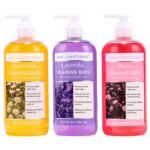 Spa Luxetique Bubble Bath, Foaming Bath with Epsom Salt, Chamomile Rose and Lavender Scent Bathing Set, 3 Pack 49.8 fl oz Christmas Gifts Set for Women and Men