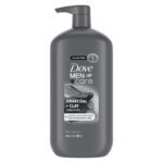 DOVE MEN + CARE Body and Face Scrub Charcoal + Clay Body Wash for Men with 24-Hour Nourishing Micromoisture Technology 30 oz