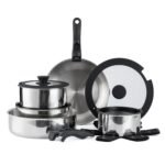 Country Kitchen Cookware Set with Removable Handle, Oven & RV Safe Pots and Pans Set, Stainless Steel, Original