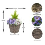 2 x Artificial Rattan Patio Planters Purple and White Faux Silk Pansies with Conifer/Cedar Topiary ideal for Home, Patio, Garden Outdoor Living 60cm/23.5in - Image 6