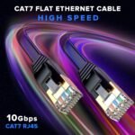 Maximm Cat7 Flat Ethernet Cable - 3 Ft. - Black - 2 Pack - RJ45 Gold-plated Connectors. 600 MHz, For Computers Network Components - Includes Cable Ties, Labels and Clips - Image 2