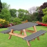 Porgeel Picnic Bench 3PCS/Set Picnic Table Cover with Bench Covers 6ft Waterproof Camping Tablecloth with Elastic ＆ Flannel Backing Black/White Checkered Picnic Essentials Outdoor - Image 4