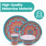 Trimming Shop 16pcs Melamine Dinner Set | Plates, Dessert Plates, Bowls & Cups | Moroccan Dinner Set | Party Dinnerware | Service for 4 | Reusable Dinnerware Set for Indoor, Outdoor, Picnic & Camping - Image 8