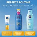 NIVEA SUN Protect & Moisture Sun Lotion SPF 50+ (200 ml), Suncream with Vitamin C and Hyaluron, Provides 48H Moisture and Immediate UVA/UVB Protection, Fast-Absorbing, No White Cast Formula - Image 3