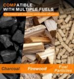 PWSOMJ 23 Inch Cast Iron Round Fire Pit with Grill, 3-in-1 Outdoor Fire Bowl, Fire Pit Table with Metal Lid and Fire Poker, Wood Burning Firepit for BBQ Bonfire Patio Picnic - Image 3