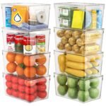 8 Pack Clear Storage Bins with Lids Stackable, Large Plastic Storage Bins with Handle for Pantry Organization and Storage, Perfect Containers for Fridge Organizer, Freezer, Kitchen, Cabinets, Bathroom