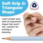 Faber-Castell Grip 580074 Pencil Set with Sharpener and Eraser 5-Piece Writing Set Sky Blue - Image 6