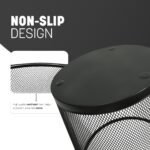 KEPLIN Round Trash Can Bin - 1 Pack Black Non-slip Mesh Bins | Waste Paper Bin | Sturdy Metal Bin Indoor Waste Bin for Home, Bedroom, Office, Bathroom, Living Room, Kitchen - Image 5