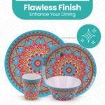 Trimming Shop 16pcs Melamine Dinner Set | Plates, Dessert Plates, Bowls & Cups | Moroccan Dinner Set | Party Dinnerware | Service for 4 | Reusable Dinnerware Set for Indoor, Outdoor, Picnic & Camping - Image 7