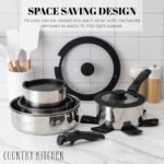 Country Kitchen Cookware Set with Removable Handle, Oven & RV Safe Pots and Pans Set, Stainless Steel, Original - Image 7
