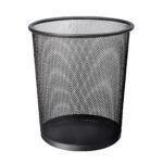 KEPLIN Round Trash Can Bin - 1 Pack Black Non-slip Mesh Bins | Waste Paper Bin | Sturdy Metal Bin Indoor Waste Bin for Home, Bedroom, Office, Bathroom, Living Room, Kitchen