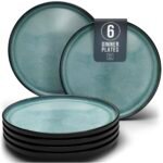 Ibiza Stoneware Dinnerware Set for 6 - Elegant Dishware - Dishwasher & Microwave Safe - Complete Dining Ensemble - Plates for Dining Service - Pure Living in Dark Petrol