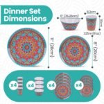 Trimming Shop 16pcs Melamine Dinner Set | Plates, Dessert Plates, Bowls & Cups | Moroccan Dinner Set | Party Dinnerware | Service for 4 | Reusable Dinnerware Set for Indoor, Outdoor, Picnic & Camping - Image 9